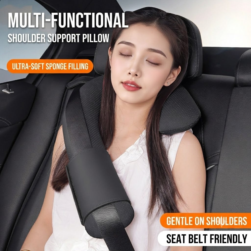 Premium Leather Car Shoulder Pad - Minimalist Comfort (Universal Fit)