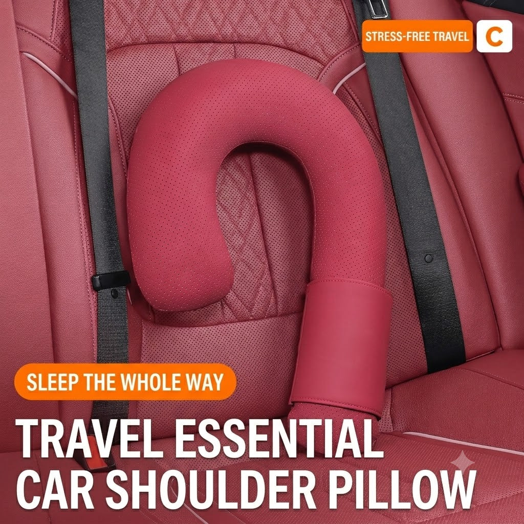 Premium Leather Car Shoulder Pad - Minimalist Comfort (Universal Fit)