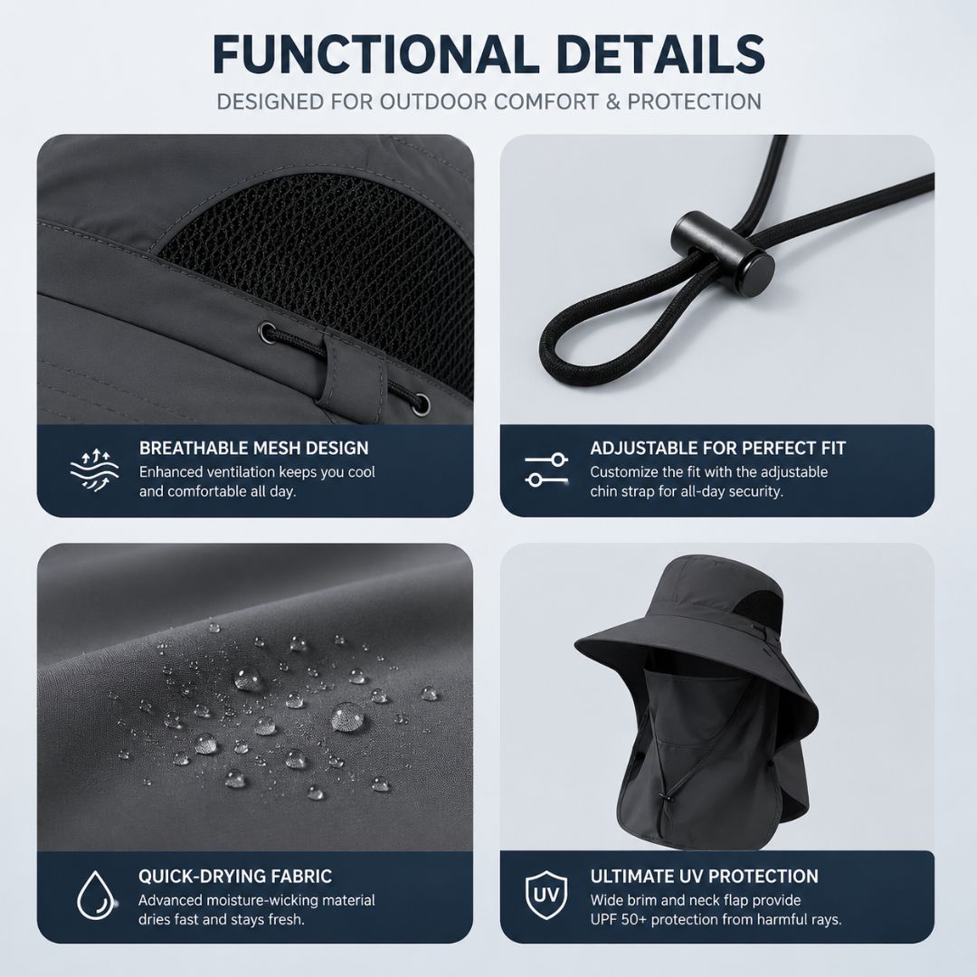 ☀️ SUMMER SALE 50% OFF 🔥 UPF 50+ Sun Protection Hat With Full Face & Neck Coverage