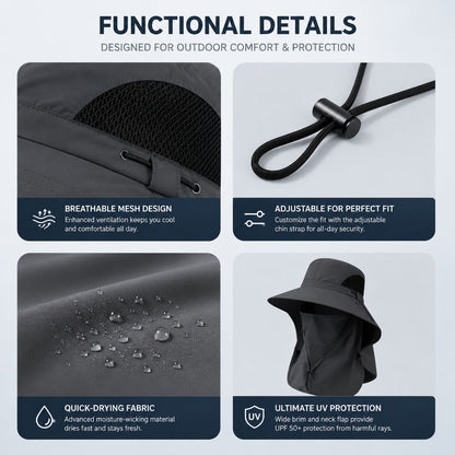 ☀️ SUMMER SALE 50% OFF 🔥 UPF 50+ Sun Protection Hat With Full Face & Neck Coverage